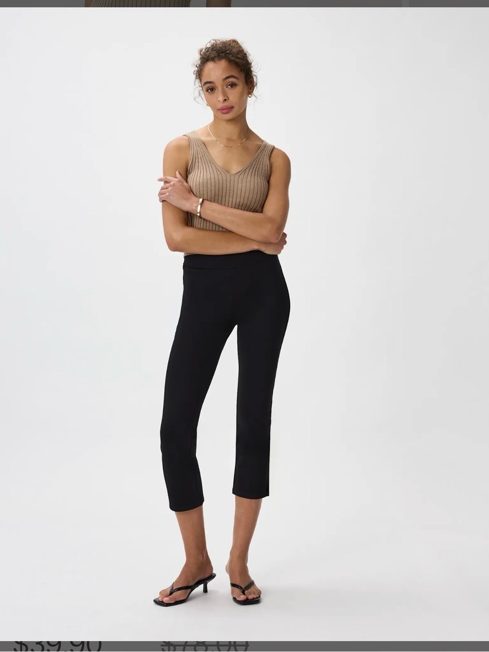 Quince Black Cropped Ponte Kick Flare Pants